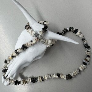 White buffalo chip and sterling silver Necklace